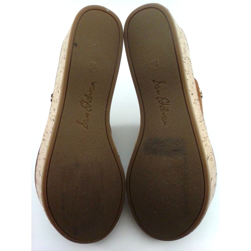 Sam Edelman Ranger Cork Platform Open Toe Suede Top Logo Slip -On Sandals 7.5 - Picture 7 of 9